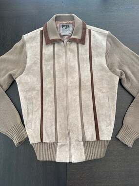 Vintage Bristol Bay Weatherwear Suede and Knit Full-Zip Jacket